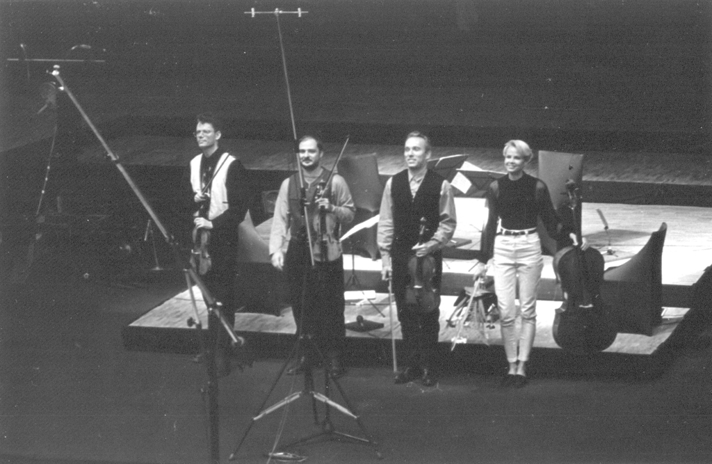 Kronos Quartet after a concert (1992)
