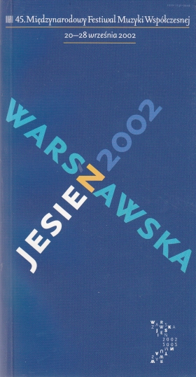 45. MFMW ,,Warszawska Jesień”, 20-28.IX.2002, projekt okładki Martin Majoor