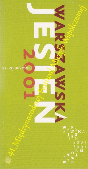 44. MFMW ,,Warszawska Jesień”, 21-29.IX.2001, projekt okładki Martin Majoor