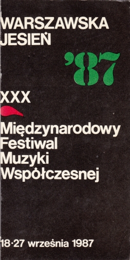 30. MFMW ,,Warszawska Jesień”, 18-27.IX.1987, projekt okładki Marian Jankowski