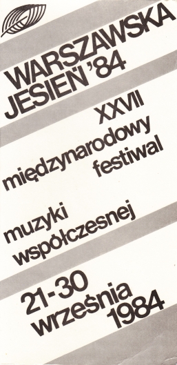 27. MFMW ,,Warszawska Jesień”, 21-30.IX.1984, projekt okładki Marian Jankowski